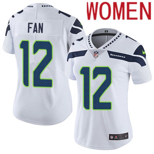 Women Seattle Seahawks 12th Fan Nike White Vapor Limited NFL Jersey->women nfl jersey->Women Jersey